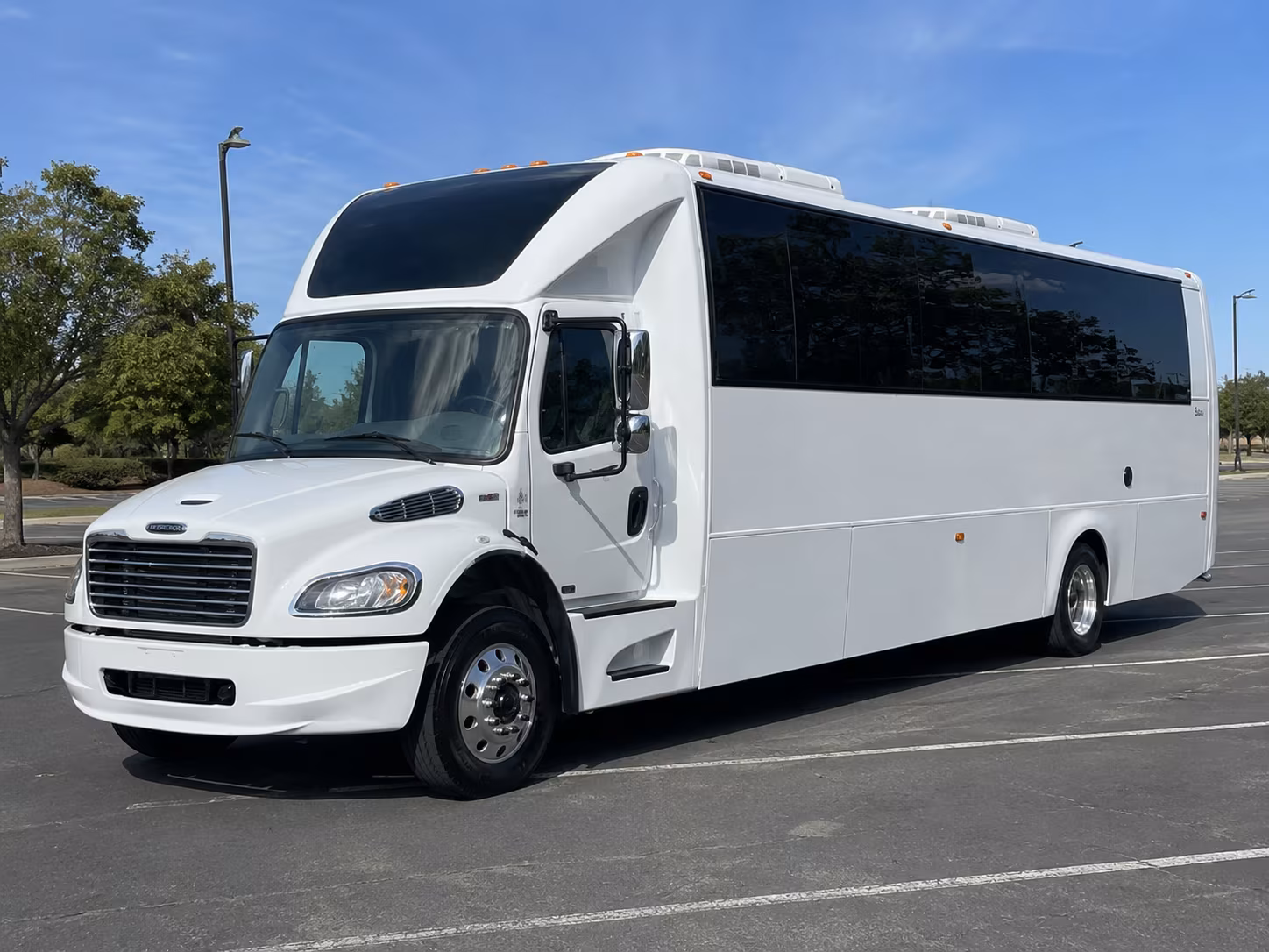 Passenger seating aboard a party bus rental serving Dallas