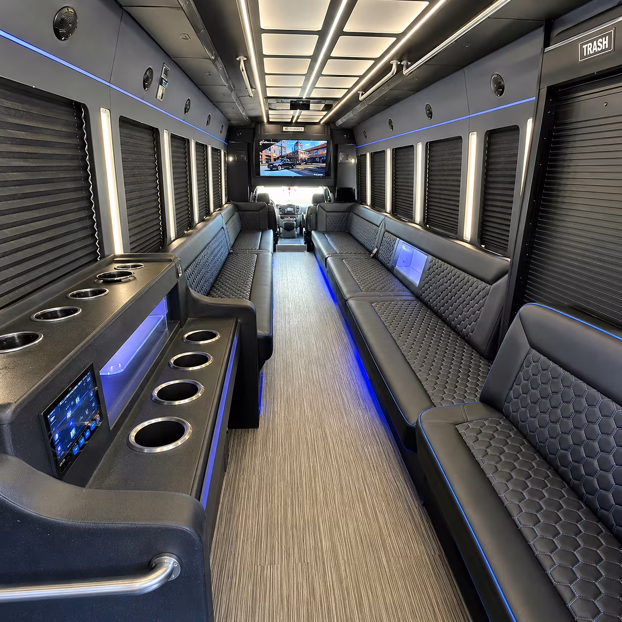 Dallas Bachelor & Bachelorette Transportation party bus interior