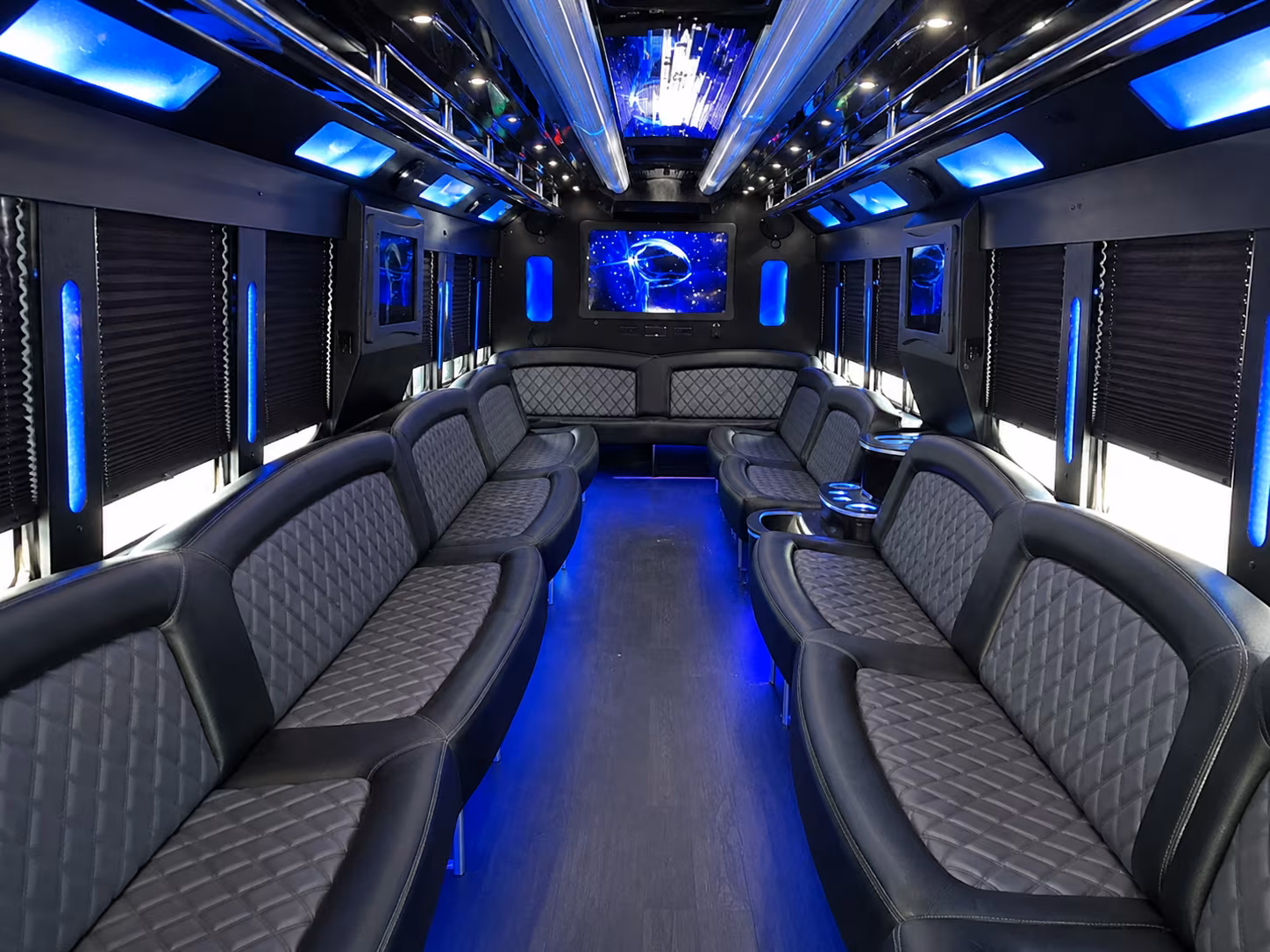 Dallas Bachelor & Bachelorette Transportation party bus interior