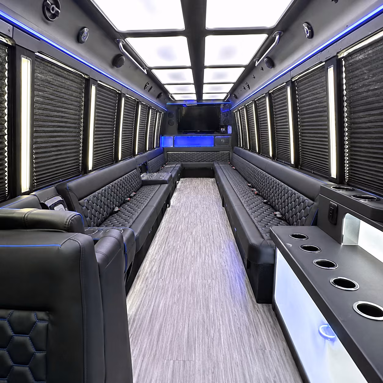 Dallas Birthday, Sweet 16, & Quinceañera Transportation party bus interior