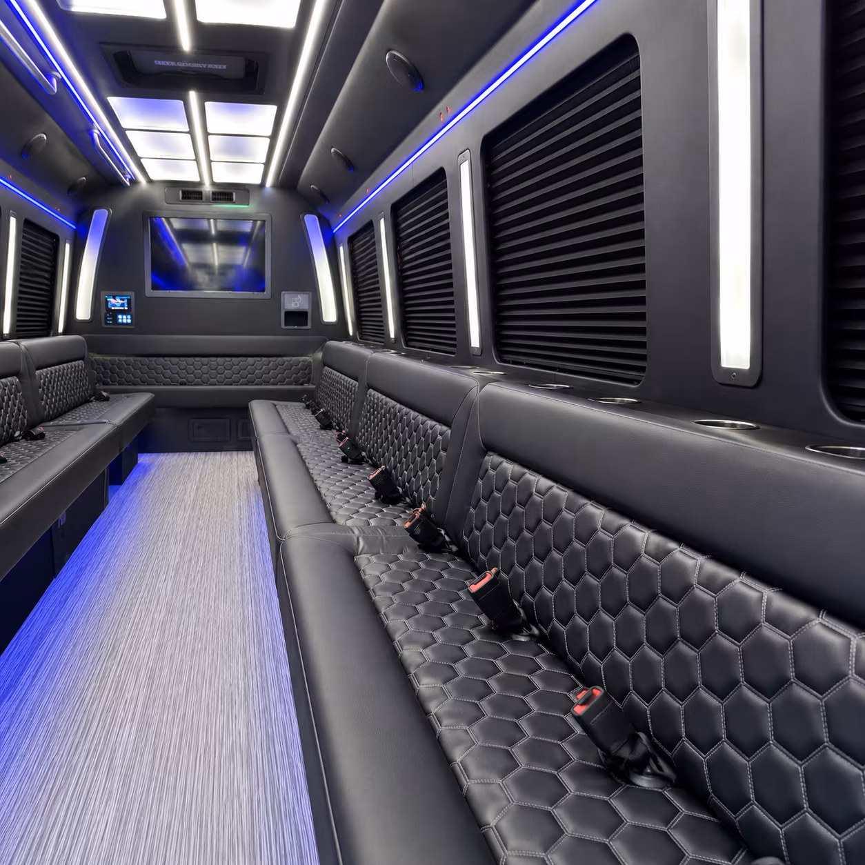 Dallas Wedding Transportation party bus interior